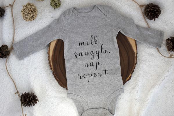 Milk Snuggle Nap Repeat Baby Bodysuit picture