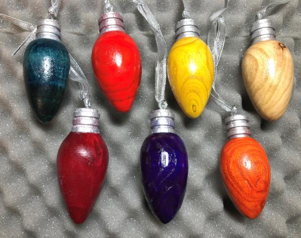 Individual turned light bulb Christmas ornaments - your choice.  Group 3.