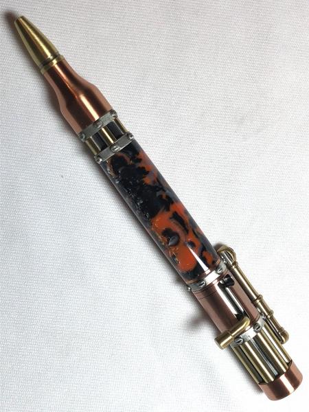 Steampunk pen made with various acrylics.
