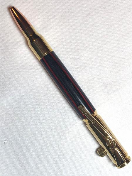 Lock and Load style Bolt action .30 caliber pen made with various woods.