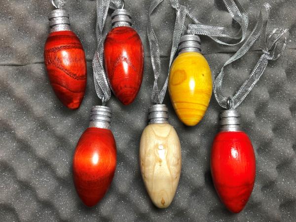 Individual turned light bulb Christmas ornaments - your choice.  Group 5.
