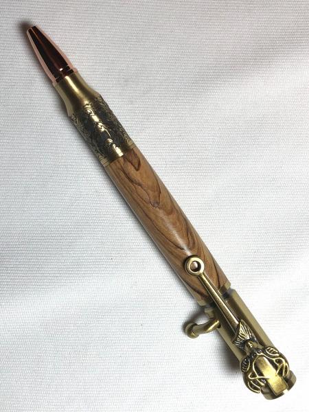 Deer hunter Bolt action .30 caliber pen made with various woods.