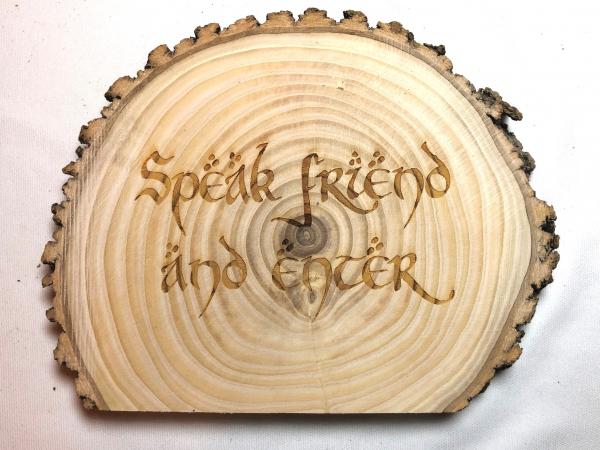 Speak Friend shelf plaque, solid ash