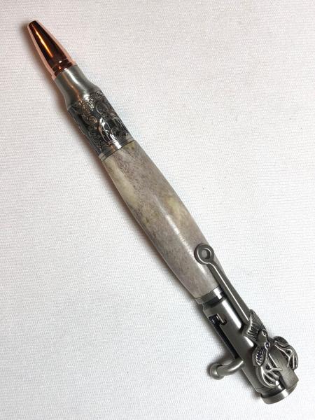 Deer hunter Bolt action .30 caliber pen made with deer antler.