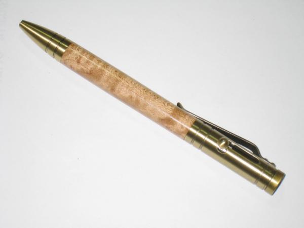 Stylus pen with bolt action mechanism made with various woods, acrylic.