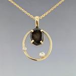 14kt Yellow Gold Drusy-Druzy and diamond oval pendant with gold chain, ready to ship, one of a kind