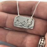 Hens and chicks Pendant in Sterling Silver