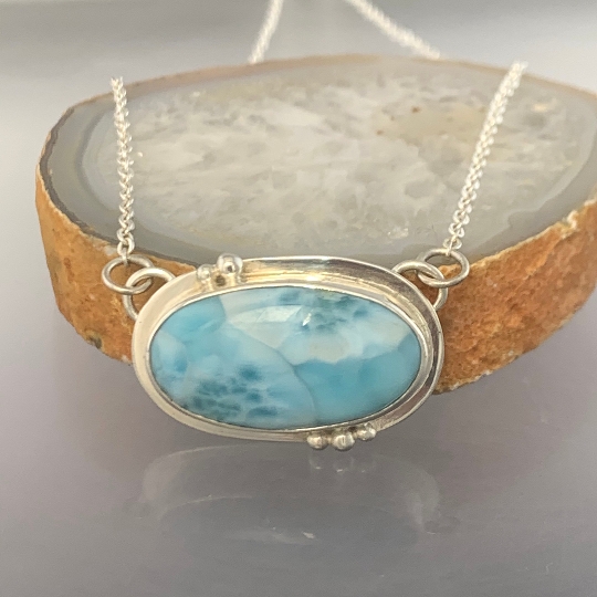Gorgeous Larimar Sterling Silver Pendant, one of a kind, ready to ship picture