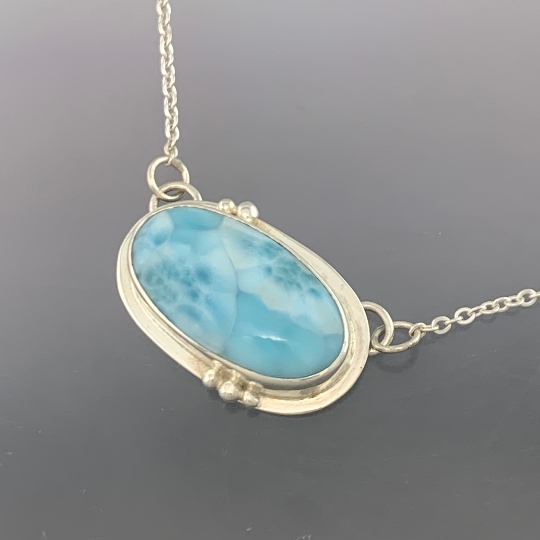 Gorgeous Larimar Sterling Silver Pendant, one of a kind, ready to ship