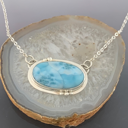 Gorgeous Larimar Sterling Silver Pendant, one of a kind, ready to ship picture