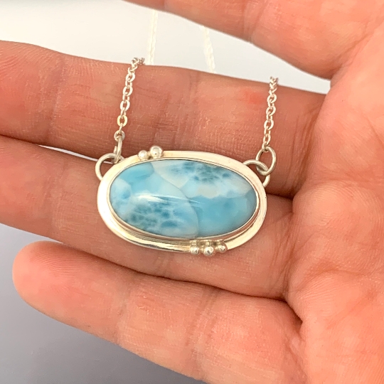 Gorgeous Larimar Sterling Silver Pendant, one of a kind, ready to ship picture