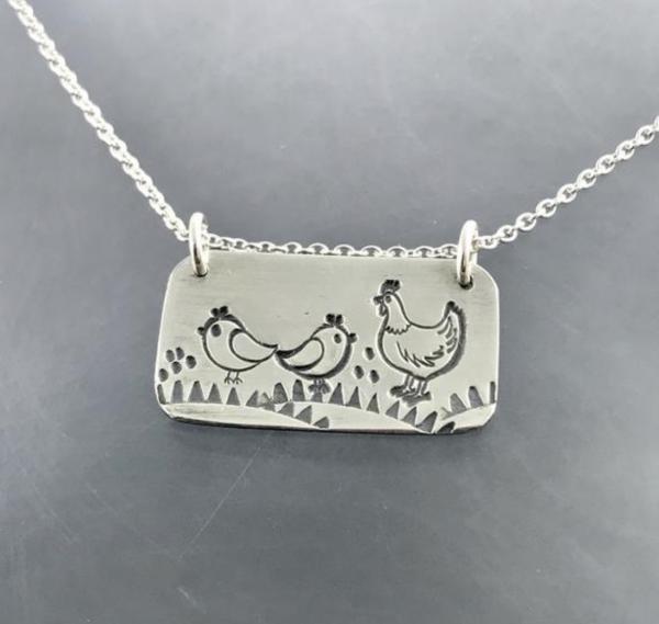 Hens and chicks Pendant in Sterling Silver picture