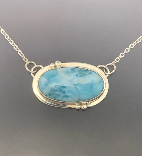 Gorgeous Larimar Sterling Silver Pendant, one of a kind, ready to ship picture