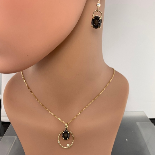 14kt Solid Yellow Gold Drusy-Druzy and diamond dangle earrings, ready to ship, one of a kind picture