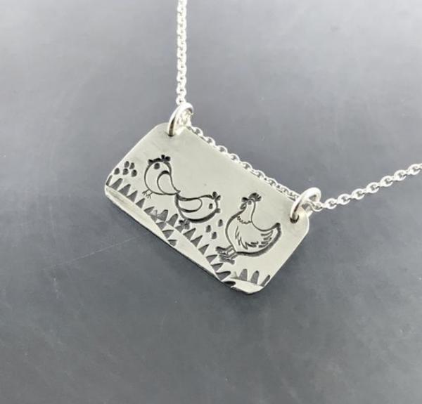 Hens and chicks Pendant in Sterling Silver picture