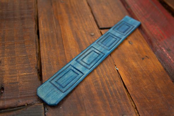 Handmade leather bookmark - TARDIS picture