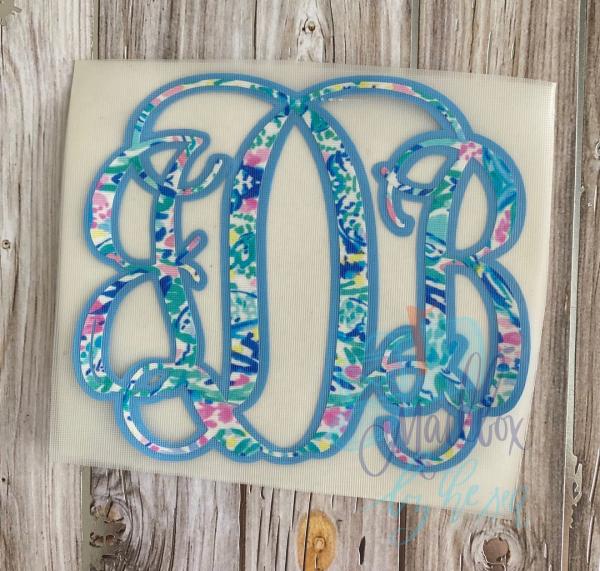 Inspired Two Toned Monogram Vinyl Decal picture