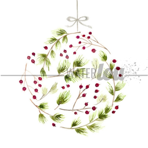 Pine and Berry Ornament Print picture