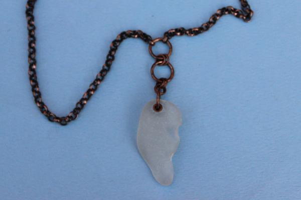 N491 Copper Riveted White Sea Glass picture