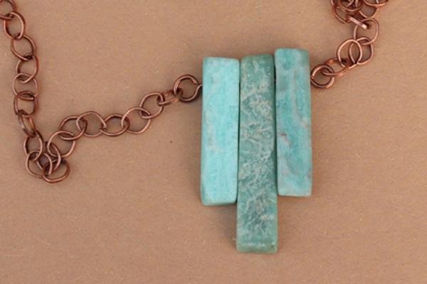 N487 Amazonite Beads & Copper Necklace picture