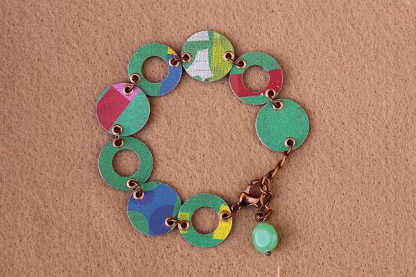 B323 Tin & Copper Ring & Disc Bracelet