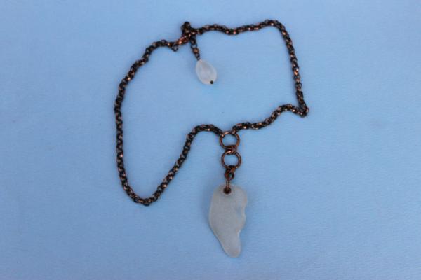 N491 Copper Riveted White Sea Glass picture