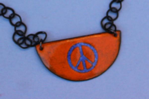 N493 Blue & Orange Enamel Peace Sign picture