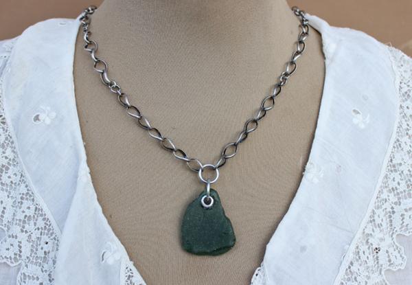 N502 Riveted Green Beach Glass picture