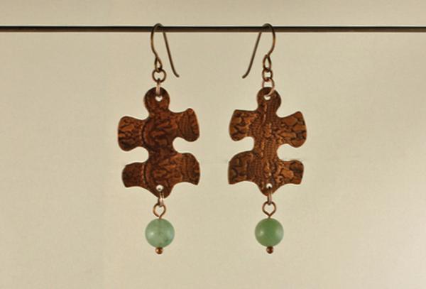 E281 Copper Puzzle Piece & Aventurine picture