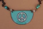 N483 Aqua Enamel Peace Sign & Copper