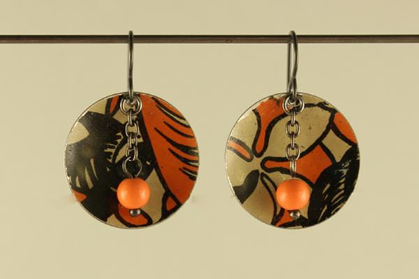 E395 Orange & Black Tin Discs picture