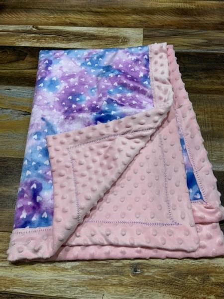 Hearts/Pink Minky Blanket