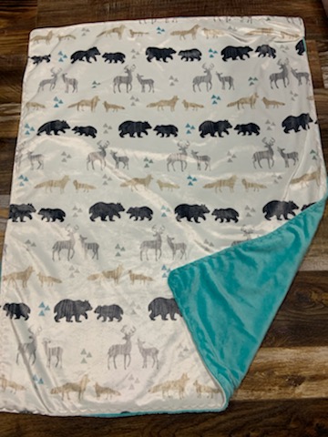 Bears/Turquoise Minky Blanket picture