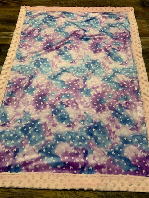 Hearts/Pink Minky Blanket picture
