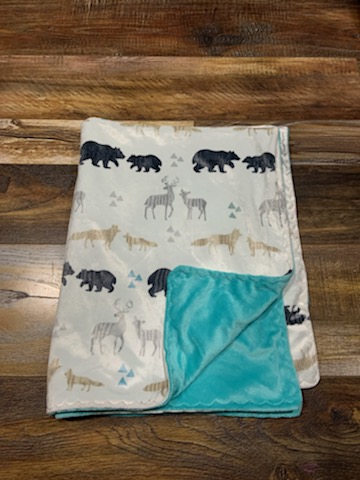 Bears/Turquoise Minky Blanket picture
