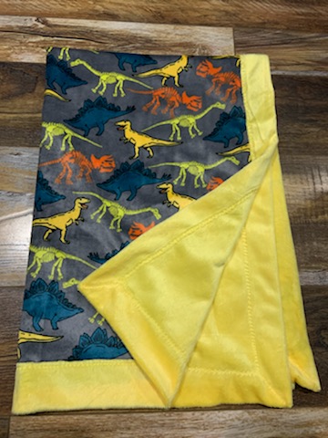 Dino/Yellow Minky Blanket