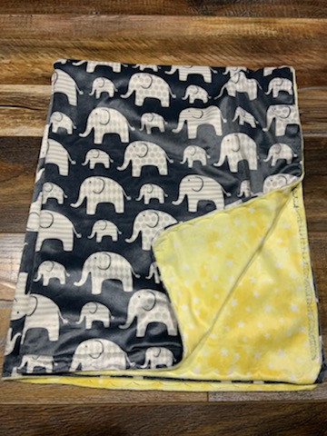 Elephant/Yellow Minky Blanket picture