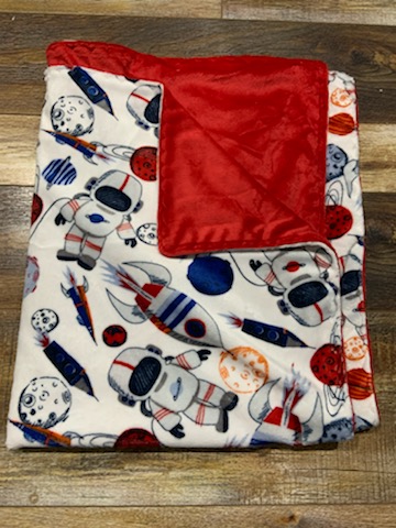 Space/Red Minky Blanket picture