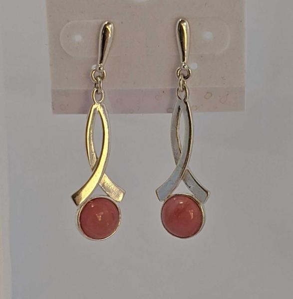 Rhodonite Sterling Silver Earrings #3878 picture