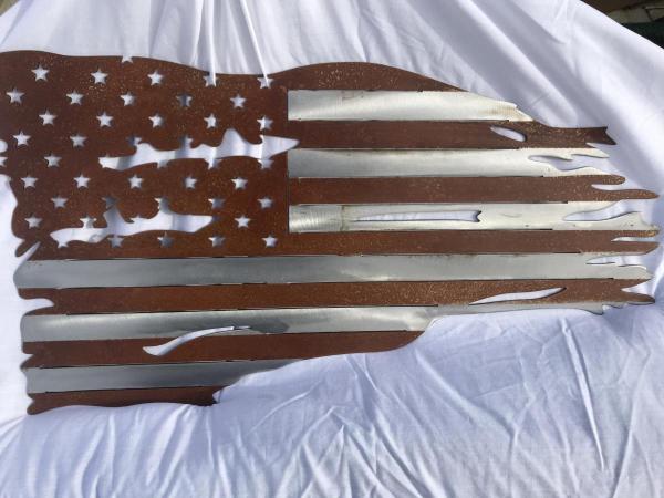 Distressed American Flag in Rust - Small