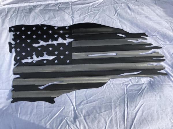 Distressed American Flag in Black Transparent and Brushed Nickel - Small