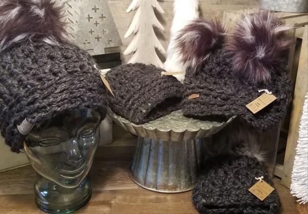 AJ HATS-handmade. fleece lined.WARM-  Charcoal