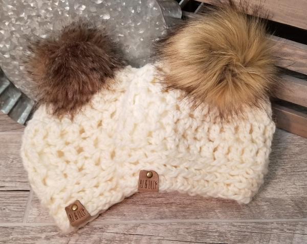 AJ HATS-handmade. fleece lined.WARM - Vanilla Cream picture