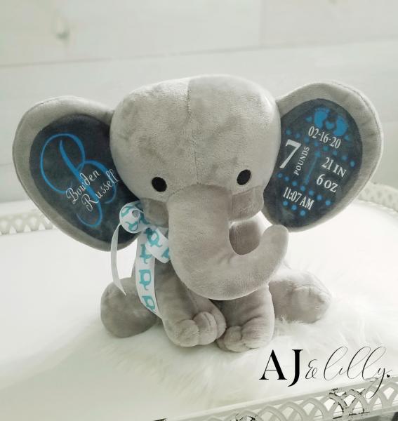 Personalized Baby Elephant- Gray