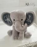 Personalized Baby Elephant- Baptism Gray