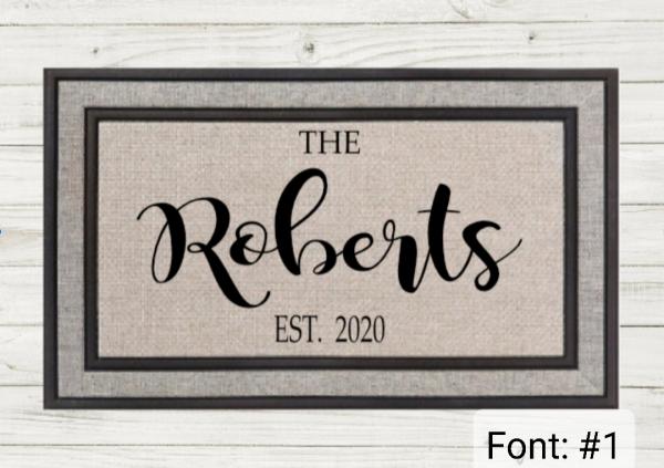 PERSONALIZED SIMPLE DOORMAT- Local Fargo/Mhd Pickup Available! picture