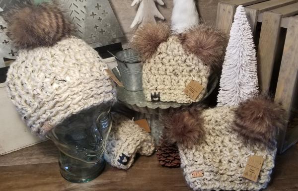 AJ HATS-handmade. fleece lined.WARM-  Oatmeal picture