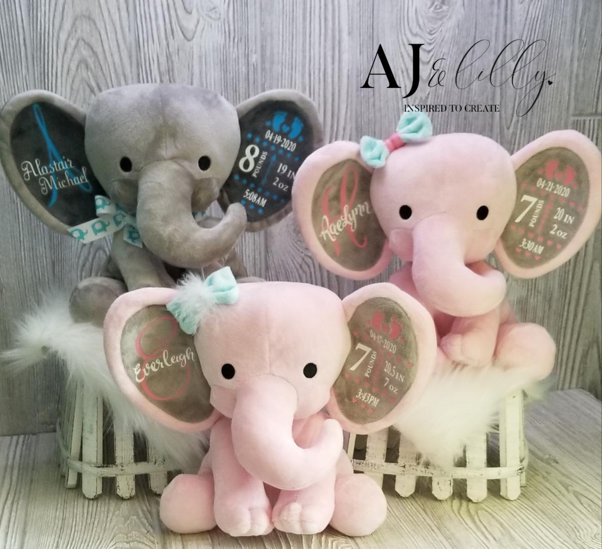 Personalized Baby Elephant- Gray picture