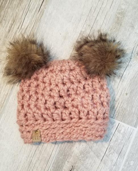 AJ HATS-handmade. fleece lined.WARM-  Blush picture