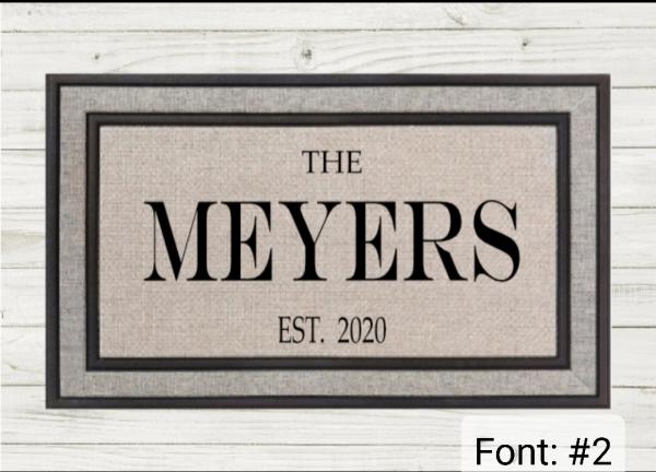 PERSONALIZED SIMPLE DOORMAT- Local Fargo/Mhd Pickup Available! picture